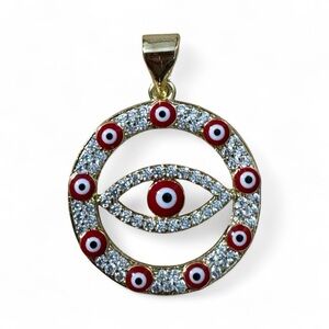 Gold Evil Eye Pendant Pretty Bird Red Evil Eye 18K Gold-Plated Charm NWOT 3/$25